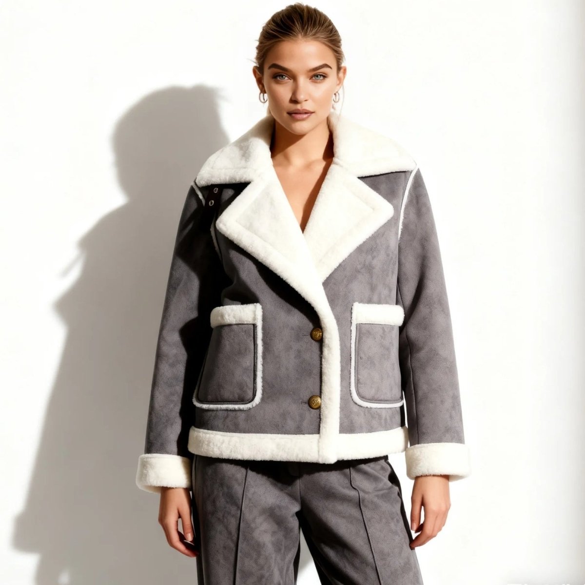 Elodie™ | Warme teddy damesjas met elegante revers