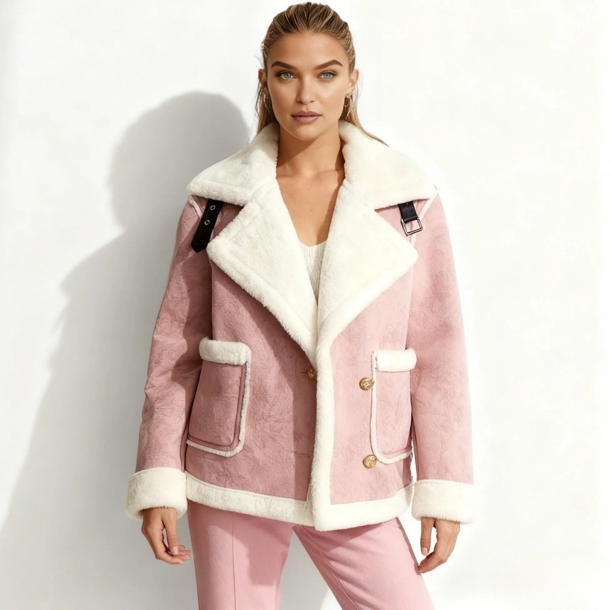 Elodie™ | Warme teddy damesjas met elegante revers
