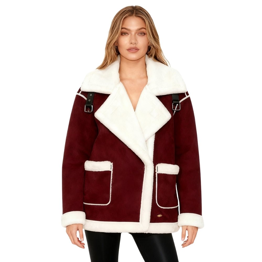 Elodie™ | Warme teddy damesjas met elegante revers